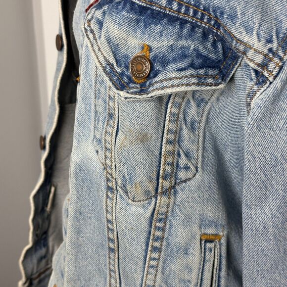 Levi’s 70516-0325 Vintage Denim Trucker Jacket Women's Medium Distressed Repair - Picture 7 of 14